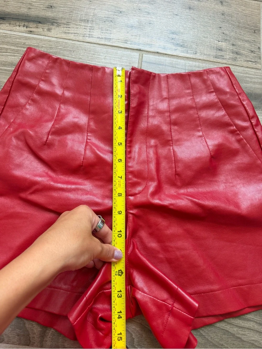 Glam faux leather red high waisted shorts sz Small